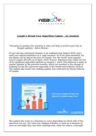 Googleâ€™s Broad Core Algorithm Update - An Analysis