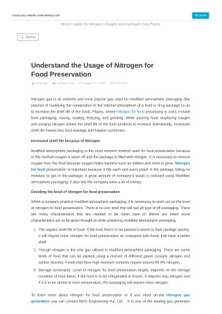 Understand the Usage of Nitrogen for Food Preservation