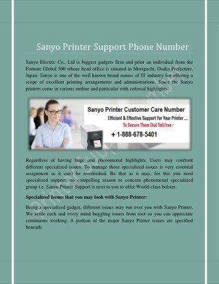 Sanyo Printer Support Phone Number