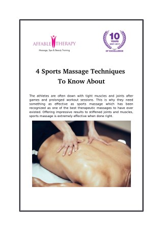 4 Sports Massage Techniques To Know About