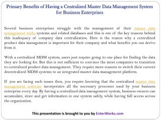 Primary Benefits of Having a Centralized Master Data Management System for Business Enterprises