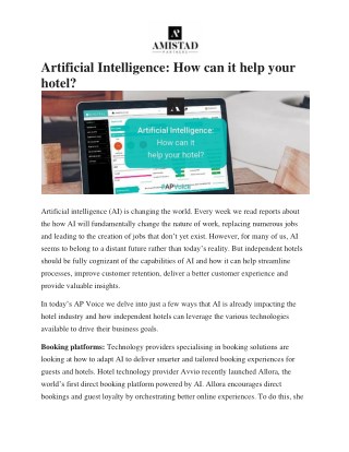 Artificial Intelligence: How can it help your hotel?