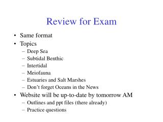 Review for Exam