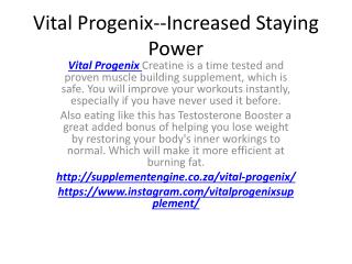 Vital Progenix--May Improve Physical Perfomance