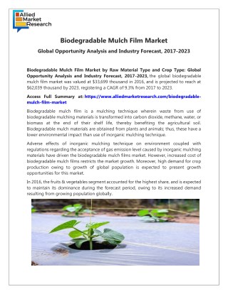 Biodegradable Mulch Film Market