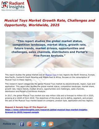 Musical Toys Market Growth Rate, Challenges and Opportunity, Worldwide, 2025