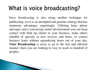 Voice Broadcasting Service Provider Company