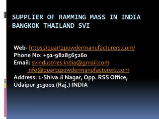 Supplier of Ramming Mass in India Bangkok Thailand SVI