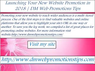 Launching Your New Website Promotion in 2018 | DM Web Promotions Tips