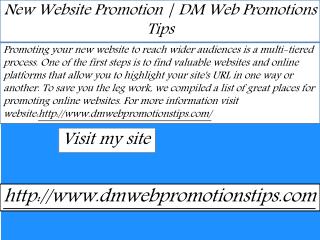 Promote Your New Website | DM Web Promotions Tips