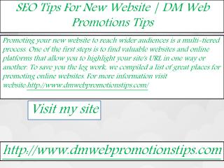 SEO Tips For New Website | DM Web Promotions Tips