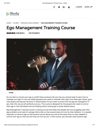 Ego Management Training Course - istudy