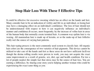 Stop Hair Loss With These 5 Effective Tips