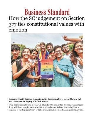 How the SC judgement on Section 377 ties constitutional values with emotion