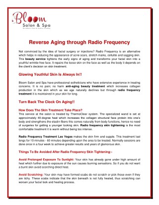 Reverse Aging through Radio Frequency