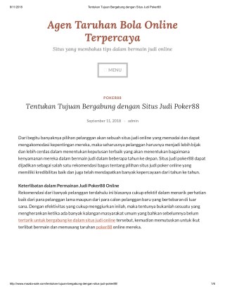 Tentukan Tujuan Bergabung dengan Situs Judi Poker88