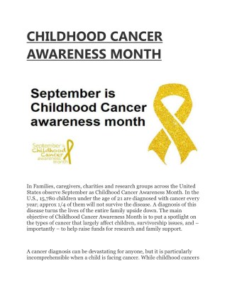 CHILDHOOD CANCER AWARENESS MONTH