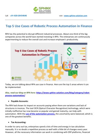 Top 5 Use Cases of Robotic Process Automation in Finance