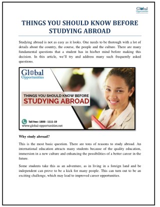 THINGS YOU SHOULD KNOW BEFORE STUDYING ABROAD