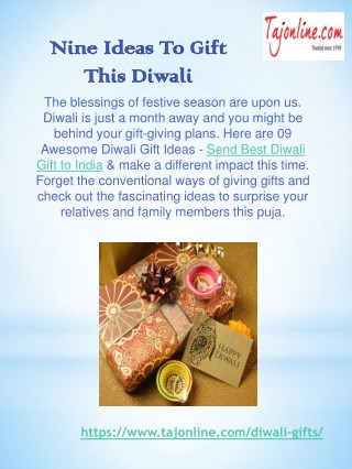 Nine Ideas To Gift This Diwali