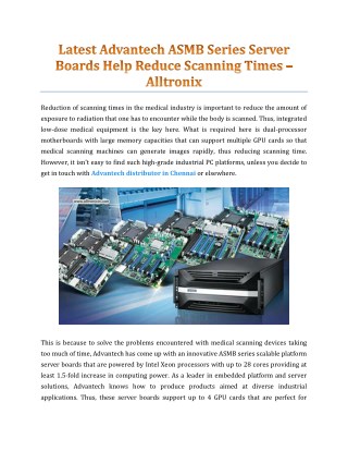 Latest Advantech ASMB Series Server Boards Help Reduce Scanning Times - Alltronix