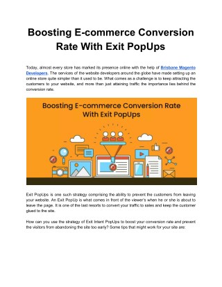 Boosting E-commerce Conversion Rate With Exit PopUps