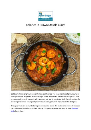 Calories in Prawn Masala Curry