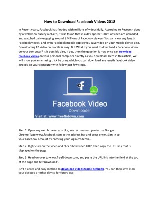 How to Download Facebook Videos 2018