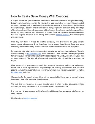 How to Easily Save Money With Coupons