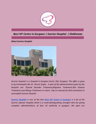 Best IVF Centre in Gurgaon | Sunrise Hospital | ElaWoman