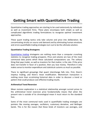 Getting Smart with Quantitative Trading