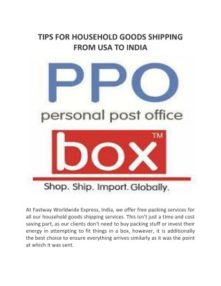 TIPS FOR HOUSEHOLD GOODS SHIPPING FROM USA TO INDIA