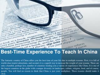 Best-Time Experience To Teach In China