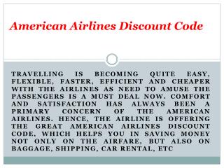 American Airlines Discount Code And Ticket