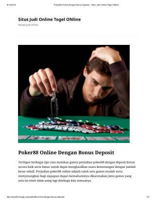 Poker88 Online Dengan Bonus Deposit