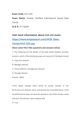 Share Huawei H13-431 Questions and Answers
