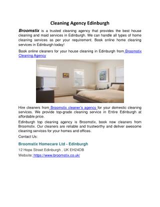 Cleaning Agency in Edinburgh