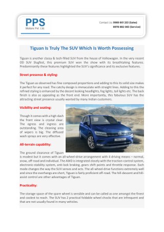 Tiguan Is Truly The SUV Which Is Worth Possessing