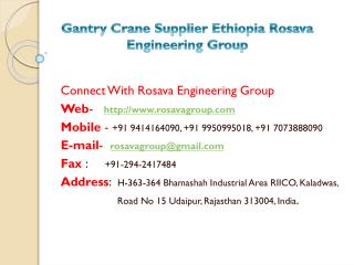 Gantry Crane Supplier Ethiopia Rosava Engineering Group