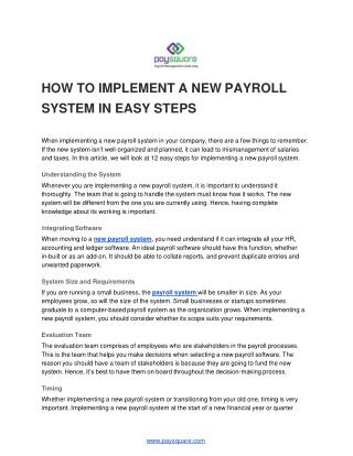 HOW TO IMPLEMENT A NEW PAYROLL SYSTEM IN EASY STEPS