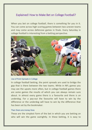 Explained! How to Make Bet on College Football?