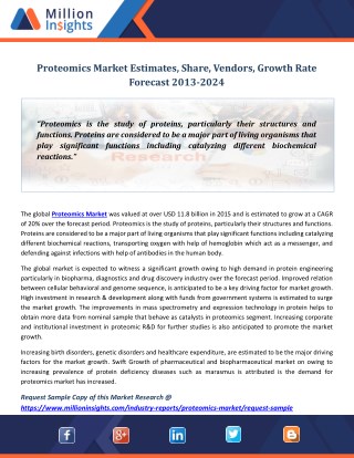 Proteomics Market Estimates, Share, Vendors, Growth Rate Forecast 2013-2024