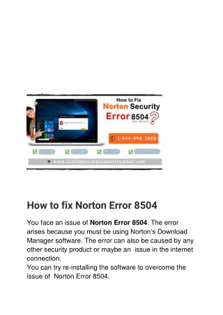 How to fix Norton Error 8504
