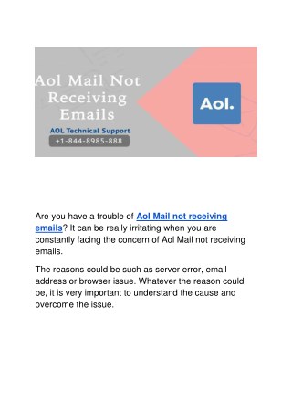 Aol Mail not receiving emails