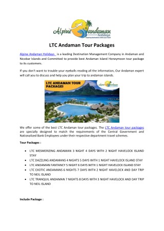 LTC Andaman Tour Packages