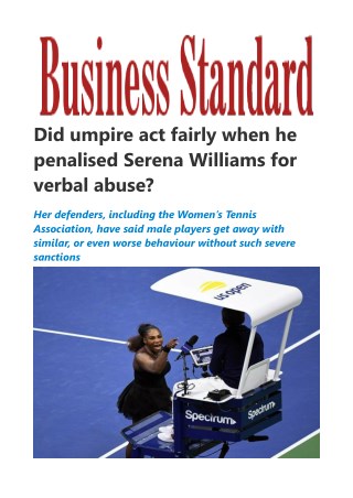 Â Did umpire act fairly when he penalised Serena Williams for verbal abuse