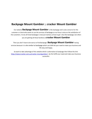 Backpage Mount Gambier || cracker Mount Gambier