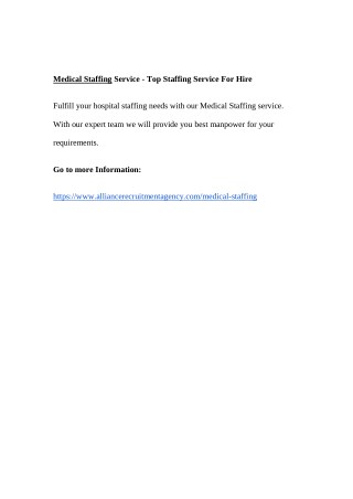 Medical Staffing Service - Top Staffing Service For Hire