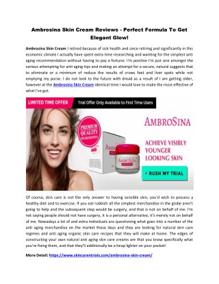 Ambrosina Skin Cream - Get Wrinkles Free & Aging Free Skin Naturally!