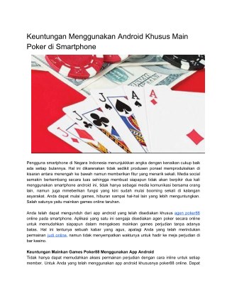 Keuntungan Menggunakan Android Khusus Main Poker di Smartphone